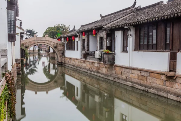 Kanał Mieście Luzhi Prowincja Jiangsu Chiny — Zdjęcie stockowe