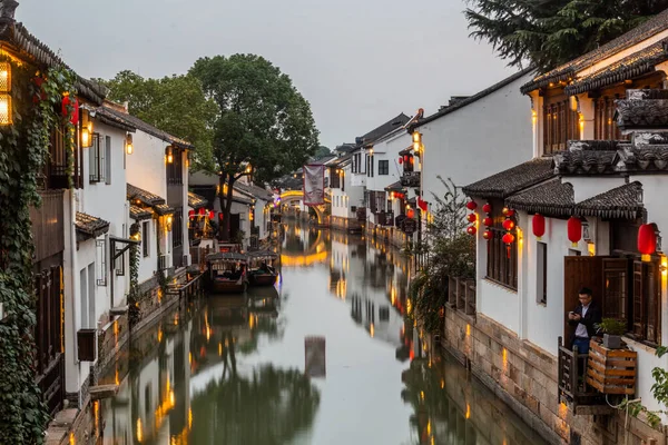 Luzhi China Outubro 2019 Canal Luzhi Cidade Água Província Jiangsu — Fotografia de Stock