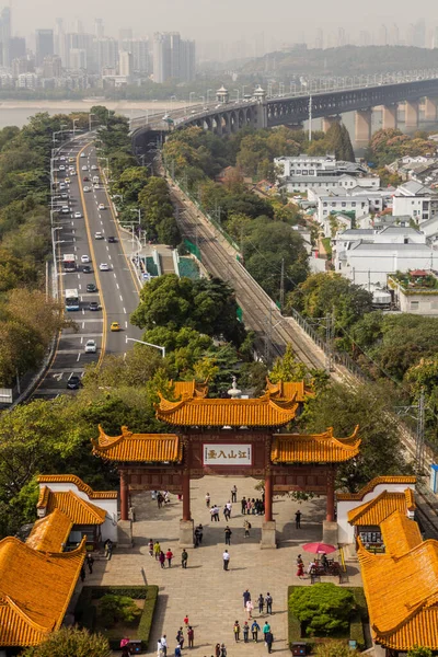 Wuhan China Oktober 2019 Erste Brücke Über Den Yangzi Fluss — Stockfoto