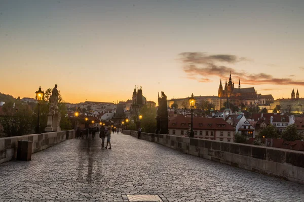 Noche Puente Carlos Praga República Checa — Foto de Stock