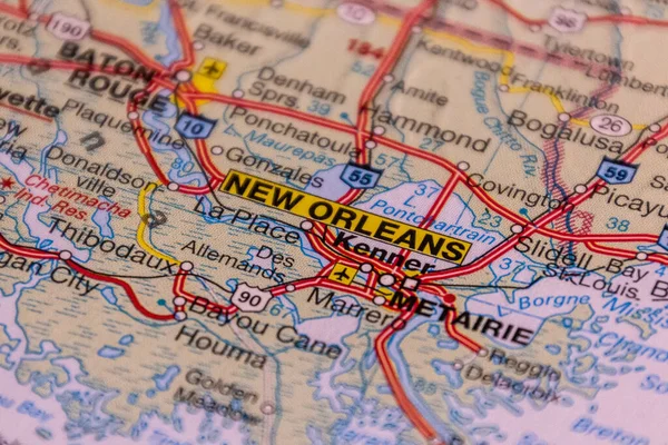 ニューオーリンズ ルイジアナ州 アメリカ地図上で — ストック写真