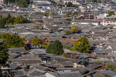 Eski Lijiang şehrinin havadan görünüşü, Yunnan, Çin
