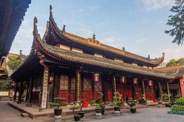 CHENGDU, ÇİN - 1 Kasım 2019: Chengdu, Çin 'deki Wenshu Tapınağı