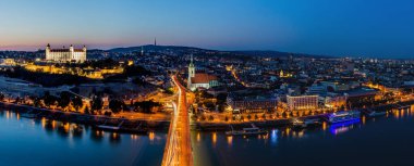 Evening panorama of Bratislava, capital of Slovakia clipart