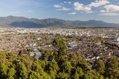 Eski Lijiang şehrinin havadan görünüşü, Yunnan, Çin