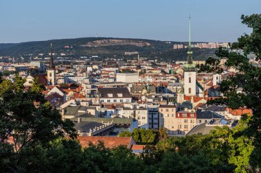 Çek Cumhuriyeti 'nin Brno kentindeki eski şehrin havadan görünüşü