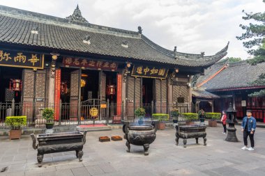 CHENGDU, ÇİN - 1 Kasım 2019: Chengdu, Çin 'deki Wenshu Tapınağı