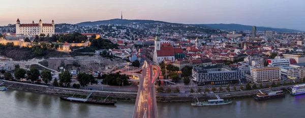 Luchtfoto Van Het Kasteel Oude Stad Bratislava Hoofdstad Van Slowakije — Stockfoto