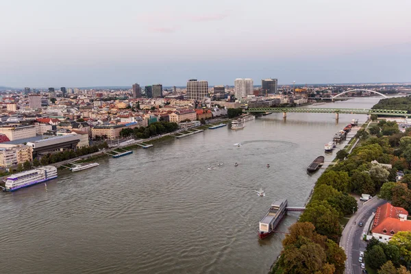 Veduta Aerea Del Fiume Danubio Bratislava Capitale Della Slovacchia — Foto Stock