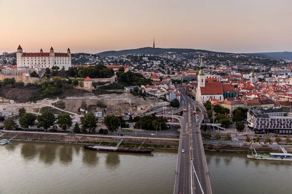 Luftaufnahme Der Burg Und Der Altstadt Bratislava Der Hauptstadt Der — Stockfoto