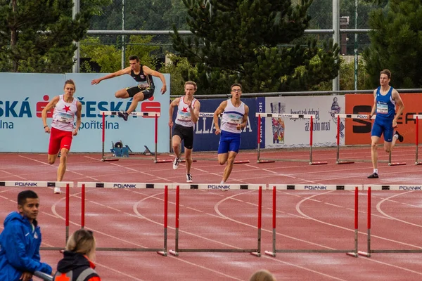 Plzen Czechia August 2021 Hurdles Runners Czech Athletics Championships Years — Stock Photo, Image
