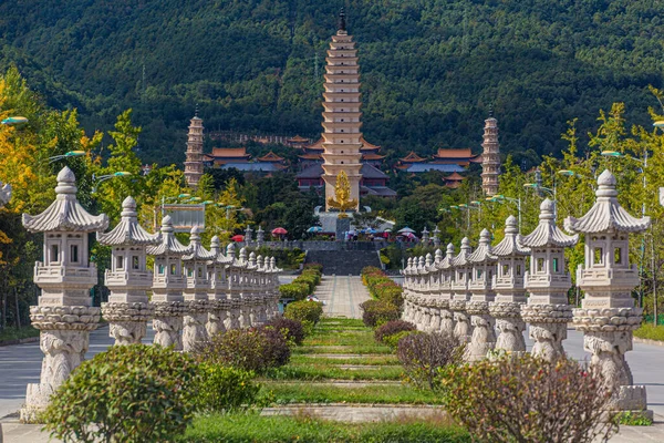 stock image Three Pagodas near Dali ancient city, Yunnan province, China