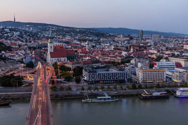 Luchtfoto Van Oude Stad Bratislava Hoofdstad Van Slowakije — Stockfoto