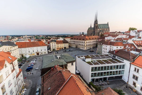 Skyline Brno Stad Med Zelny Trh Torget Och Katedralen Peter — Stockfoto