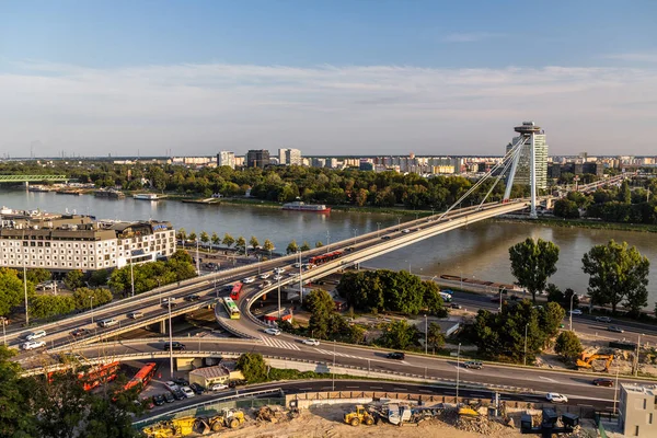 Bratislava Slovakia Σεπτεμβρίου 2021 Γέφυρα Snp Στην Μπρατισλάβα Σλοβακία — Φωτογραφία Αρχείου