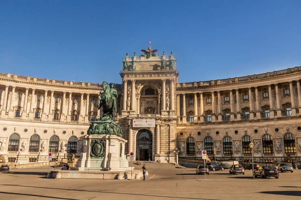 Vienna Áustria Setembro 2021 Palácio Hofburg Com Estátua Príncipe Eugene — Fotografia de Stock
