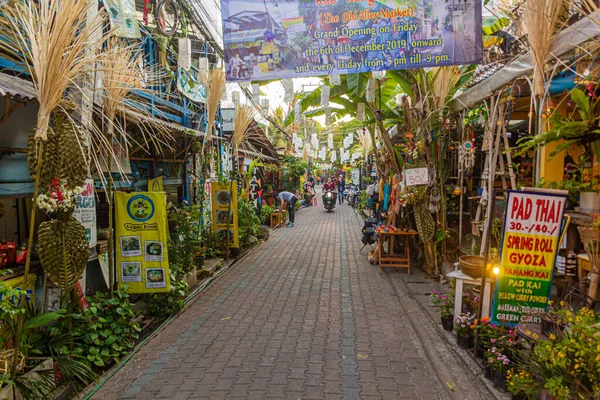 Chiang Mai Tailandia Diciembre 2019 Calle Estrecha Una Zona Turística — Foto de Stock
