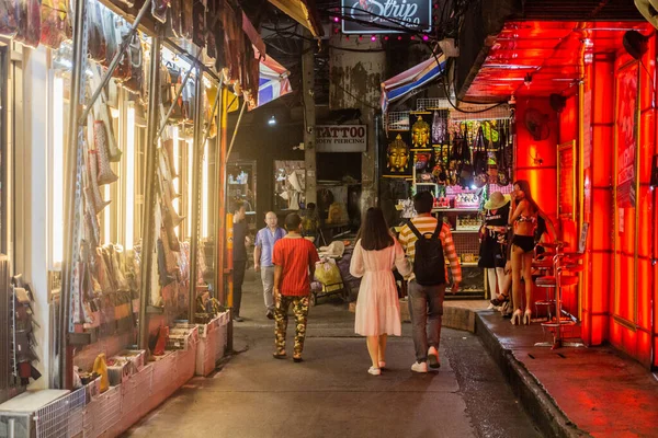 Bangkok Tajlandia Grudzień 2019 Widok Nocy Alejki Dzielnicy Patpong Bangkoku — Zdjęcie stockowe