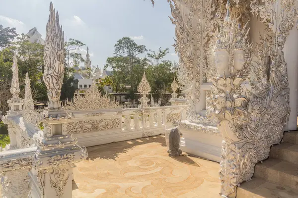Detalhe Wat Rong Khun Templo Branco Província Chiang Rai Tailândia — Fotografia de Stock