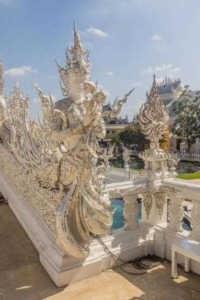 Dettaglio Wat Rong Khun Tempio Bianco Nella Provincia Chiang Rai — Foto Stock