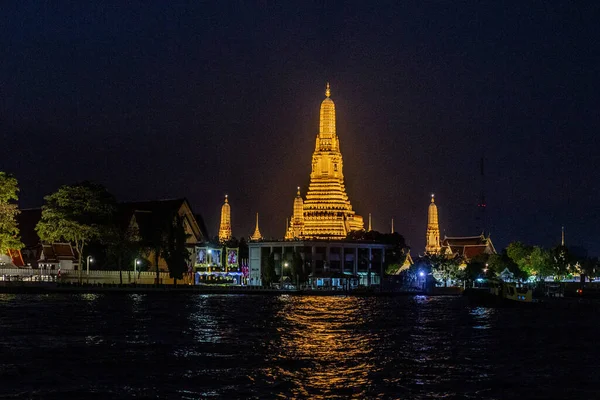 Noční Pohled Chrám Wat Arun Bangkoku Thajsko — Stock fotografie