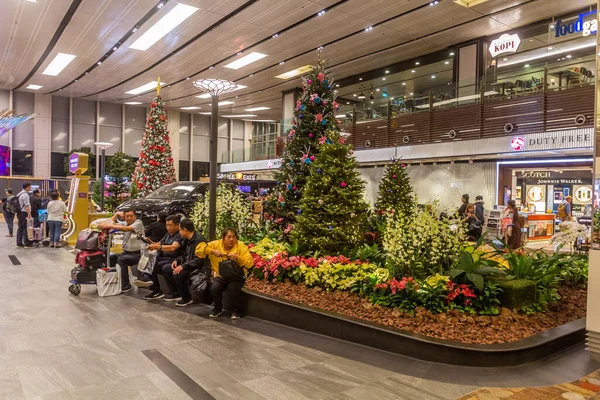 Singapore Singapore December 2019 Karácsonyfák Szingapúrban Changi Repülőtéren — Stock Fotó