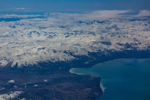 Vista Aérea Costa Sul Lago Van Turquia — Fotografia de Stock