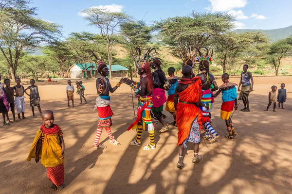 Horr Sul Kenya Fevereiro 2020 Grupo Jovens Tribo Samburu Que — Fotografia de Stock