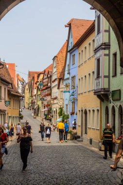 ROTHENBURG, GERMANY - 29 AĞUSTOS 2019: Rothenburg ob der Tauber, Bavyera Eyaleti, Almanya