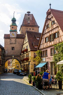 ROTHENBURG, GERMANY - 29 AĞUSTOS 2019: Rothenburg ob der Tauber, Bavyera Eyaleti, Almanya
