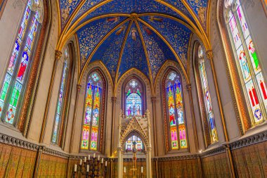 HOHENZOLLERN, GERMANY - 31 Ağustos 2019: Almanya 'nın Baden-Wuerttemberg eyaletindeki Hohenzollern Şatosu Şapeli