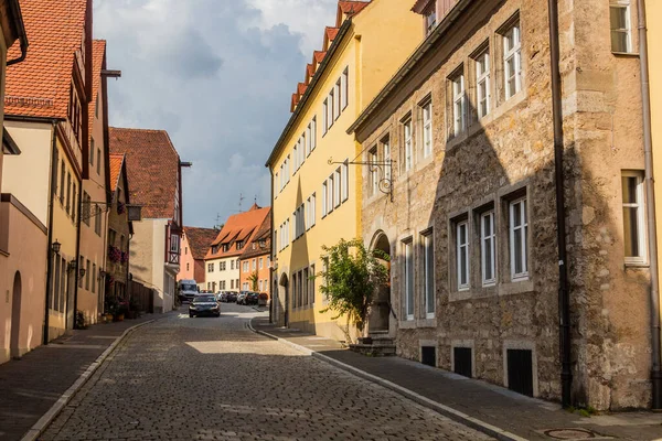 Ortaçağ sokağı Rothenburg ob der Tauber, Bavyera Eyaleti, Almanya