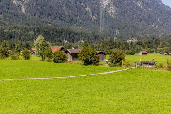 Barns Meadows Loisach Valley Germany — Foto Stock