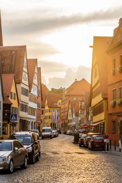 Solnedgång Den Gamla Staden Dinkelsbuhl Delstaten Bayern Tyskland — Stockfoto