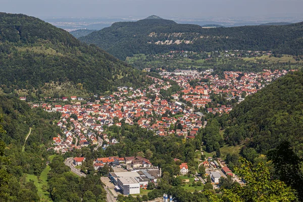 Vista Aérea Ciudad Lichtenstein Estado Baden Wuerttemberg Alemania —  Fotos de Stock