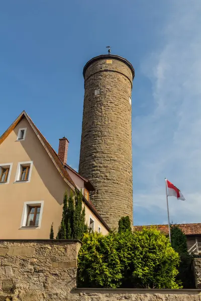 Kale duvarlarında kule Rothenburg ob der Tauber, Bavyera Eyaleti, Almanya