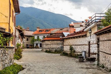 Bulgaristan 'ın Bansko kentinde bir sokak manzarası