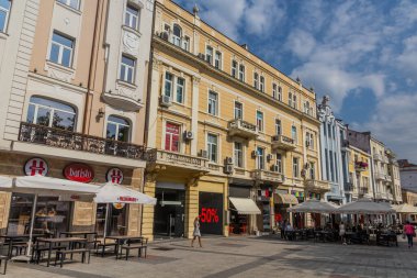 PLOVDIV, BULGARIA - 29 Temmuz 2019: Stefan Stambolov Meydanı, Bulgaristan