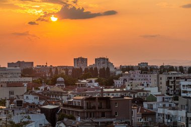 Bulgaristan 'ın Eski Filibe Kenti üzerinde gün batımı