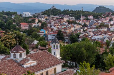 Bulgaristan 'ın eski Plovdiv kentinin hava manzarası