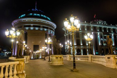 ÜSKÜP, NORTH MACEDONIA - 9 Ağustos 2019: Makedonya Cumhuriyeti Başsavcılığı ve Dışişleri Bakanlığı Üsküp, Kuzey Makedonya 'da