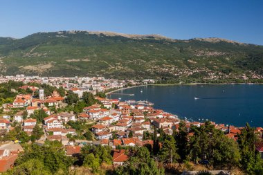 Kuzey Makedonya 'nın Ohri kentinin hava manzarası