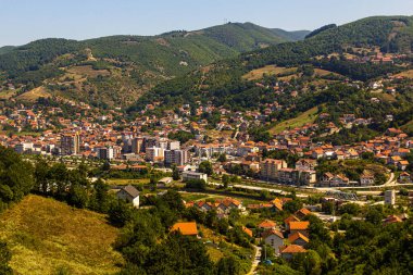 Kosova 'daki Kacanik kasabasının hava manzarası