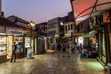 ÜSKÜP, NORTH MACEDONIA - 9 Ağustos 2019: Üsküp, Kuzey Makedonya 'daki Charshija (Pazar) Mahallesi