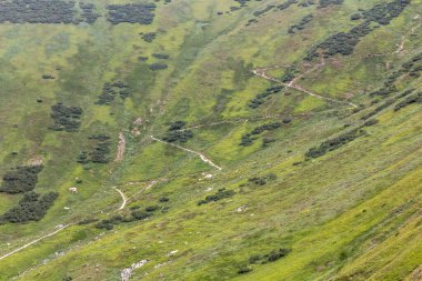 Slovakya 'nın Nizke Tatry dağlarındaki Krupova Hola dağına Zig zag yürüyüş yolu