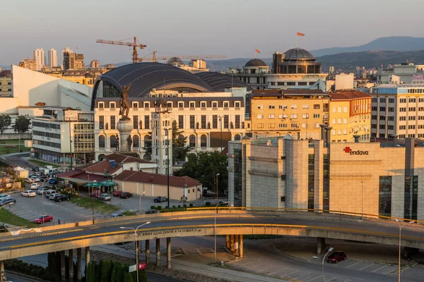 Skopje North Macedonia August 2019 Вечерний Вид Скопье Северная Македония — стоковое фото