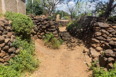 Etiyopya 'nın geleneksel Konso köyünün duvarları