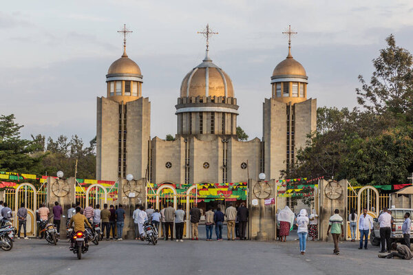 АВАССА, ЭТИОПИЯ - 26 ЯНВАРЯ 2020: Церковь Святого Гавриила в Хавассе, Эфиопия