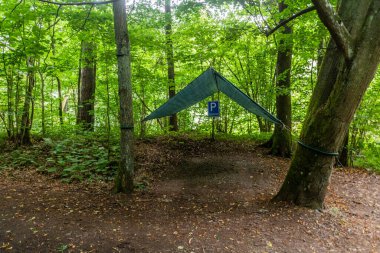 Çek Cumhuriyeti 'nde bir ormanda korunaklı park yeri