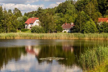 Çek Cumhuriyeti 'nin Horni Poustevna köyündeki Karlinsky Rybnik göleti